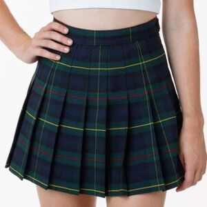 American Apparel Plaid Pleated Tennis Skirt - Green, Black and Red